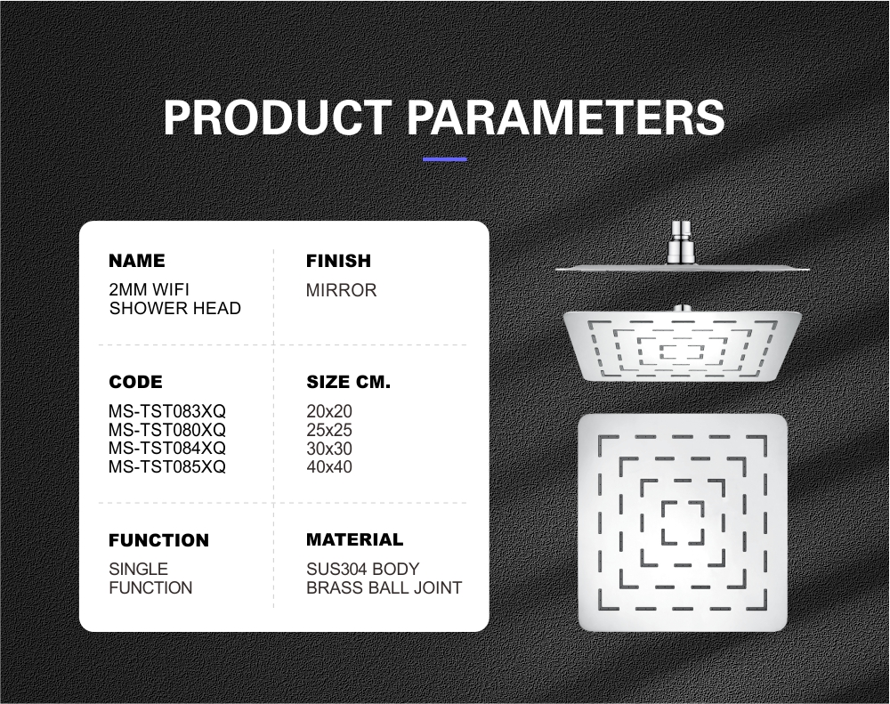 Wifi Design Square Shower Head 8