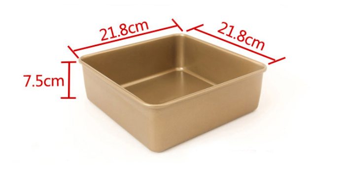 8.5‘Carton Steel Deep Square Cake Pan Wth Removable Bottom-Gold (5)