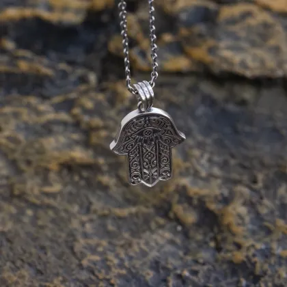 Real 925 Sterling Silver Pendant Necklace - Men's Thai Silver Retro Old Punk Jewelry