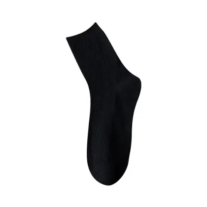 Spring Men's Solid Color Mid-Calf Sports Socks: Sweat Absorbing & Odor-Proof