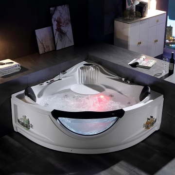 2024 OEM Home Luxury Whirlpool Hotel Bathroom Acrylic Corner LED Spa Soaking Hydro Massage Tub