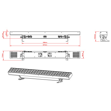 72x3W RGBWA LED wall washer strip light