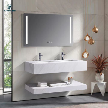 Luxury Modern Marble Double Vanity Bathroom Cabinet with Slab Basin