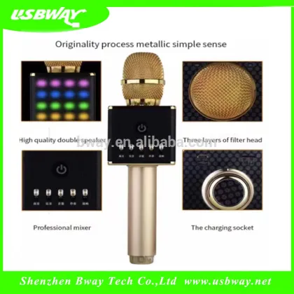 Amazon hot selling 2017 the mic wireless microphone with flash LED wireless microphone voice recorder magic studio microphone