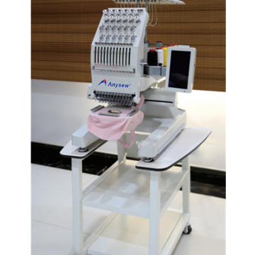 Single Head 12 Needles Embroidery Sewing Machine AS1201V (240x320mm) for Home Use