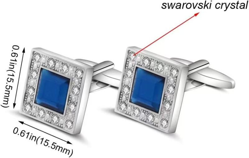 Blue Navy Crystal Square Cufflinks