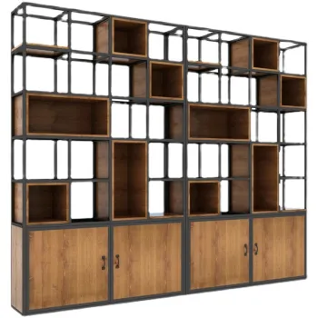 Modern Boutique Black Bookcase File Cabinet with Wooden Box