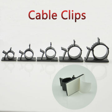 10pcs Cable Clips 0810 Adhesive Backed Nylon Wire Adjustable Cable Clamps Car Wire Tie Amount Holder Black