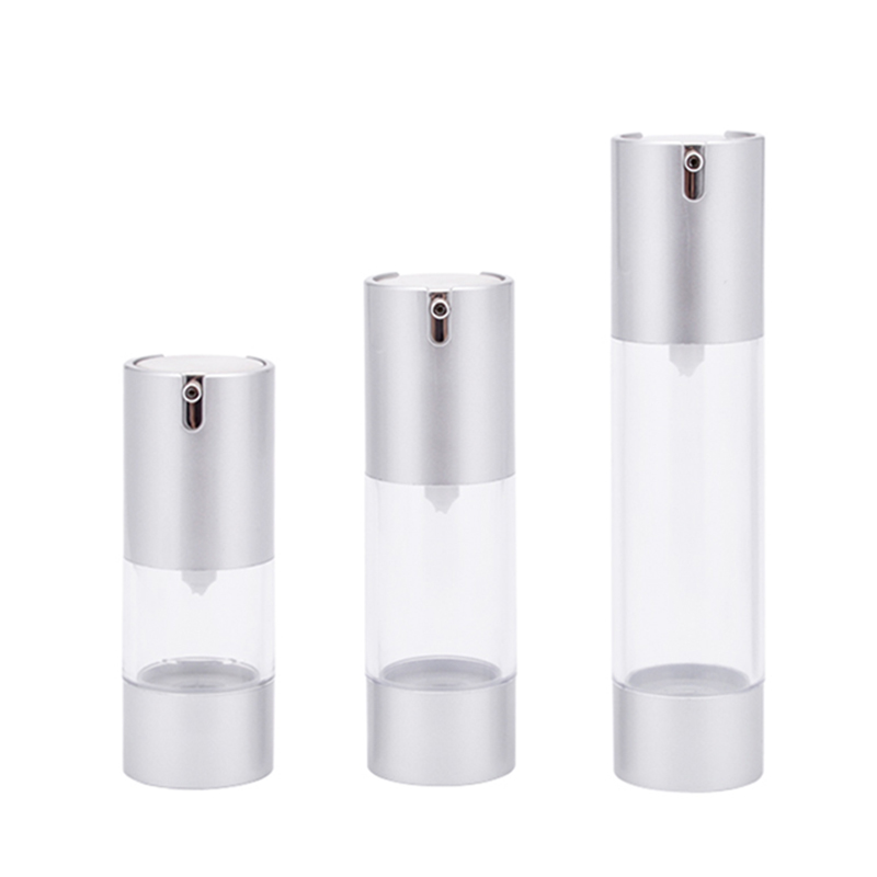 15 ml 30 ml d'emballage cosmétique givré vide bouteille de lotion sans air en aluminium mate argent