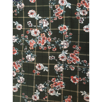 Check Flower Polyester Bubble Chiffon Printing Fabric