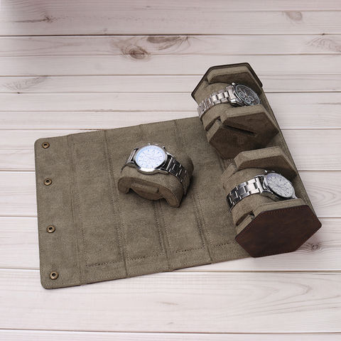 PU Leather Portable 3-slots rolling watch boxes