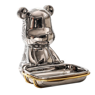 Plato de jabón de forma de oso de cerámica para el baño
