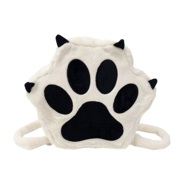 Zaino con zaino per gatto peluche in bianco e nero