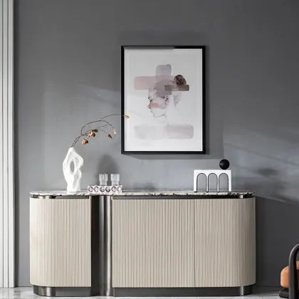 AOMISI CASA Modern Wooden Stainless Steel Sideboard Cabinet