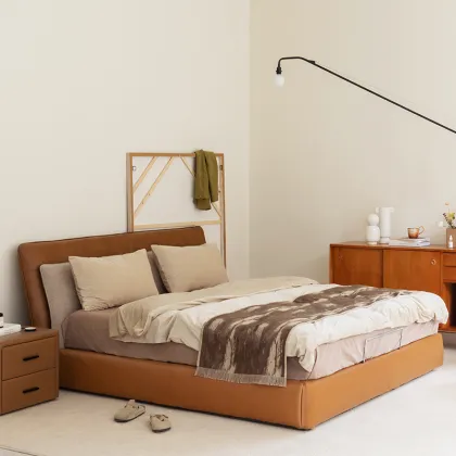 Seattle Upholstered Leather and Fabric Bed