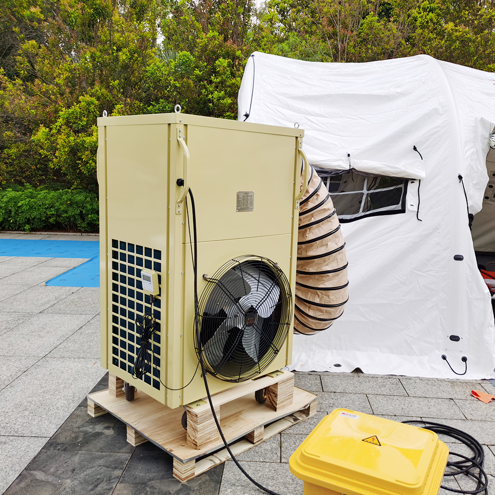 Fácil instalar aire acondicionado de carpa de rescate médico