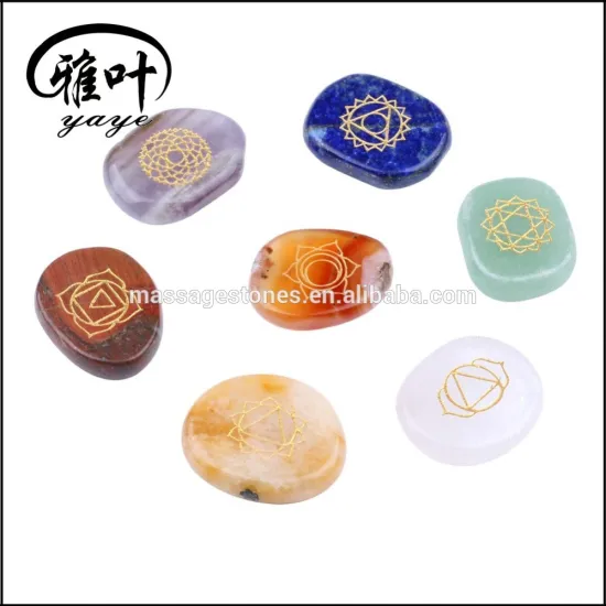 High Quality Engraved Chakra 7 pcs Reiki Healing Chakra Stones Set