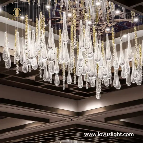White light luxury water drop shape chandelier hotel creative project chandelier hotel corridor banquet hall custom chandelier