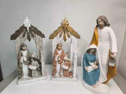 Polyresin Holy Family Figurine - Nativity Scene Religious Decor