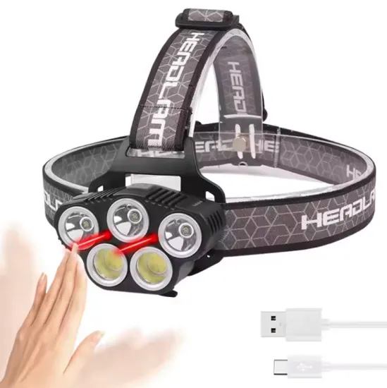 GOLDMORE 2 LED Headlamp: Multifunctional USB Rechargeable Outdoor Headlight