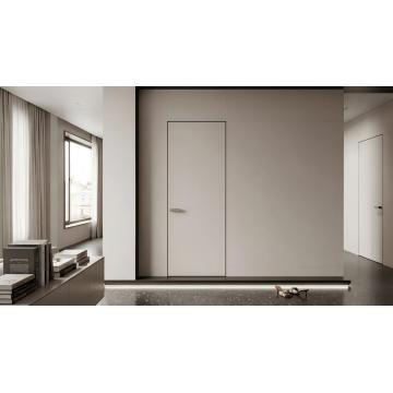 Quarto de laje de porta de madeira maciça invisível sem moldura