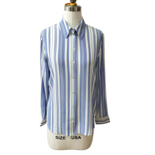 Womens Blue and White Striped long sleeve shirt