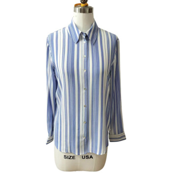 Womens Blue and White Striped long sleeve shirt