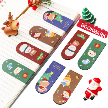 Customizable Christmas Themed Foldable Soft Magnet Bookmarks with Cartoon Clips for Promotional Use