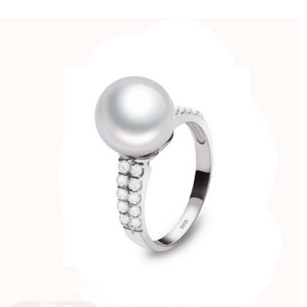 925 Sliver Pearl Engagement Ring