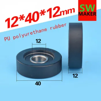 12*40*12mm plane roller bearing wheel mechanical fitness equipment PU soft polyurethane rubber bearing pulley