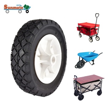 White and Black Plastic Hub Rubber Wheels for Wheelbarrows and Hand Carts (5-10 Inch)