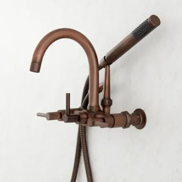 Brass Gooseneck Shower Faucet with Cylindrical Lever Handles
