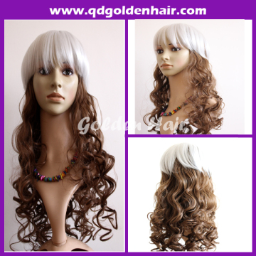 2014 Golden Hair High Quality Heat Resistant Two Tone Fashion Cosplay Wig