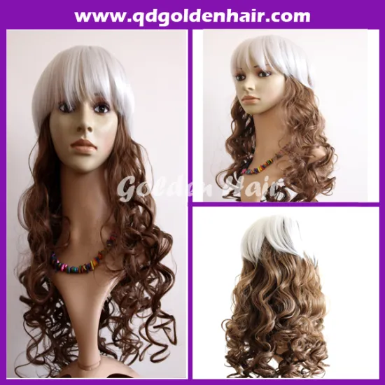 2014 Golden Hair High Quality Heat Resistant Two Tone Fashion Cosplay Wig