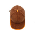 5 paneel bruine corduroy snapback cap