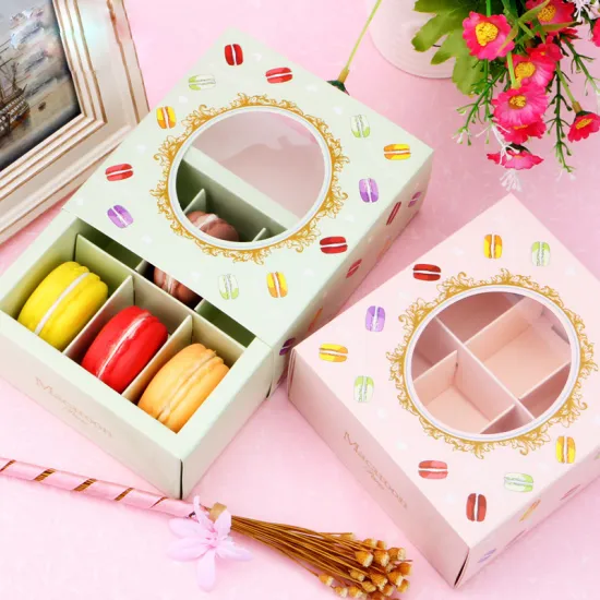 Custom Printed Six Pieces Cake Packaging Macaron Box