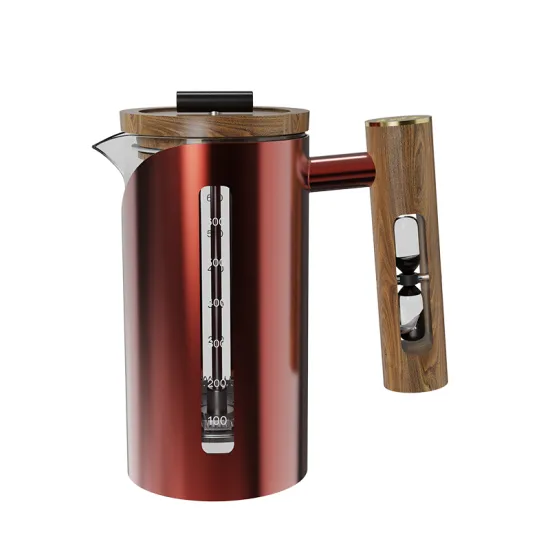 Eco-Friendly Borosilicate Glass French Press with Wooden Hourglass Timer