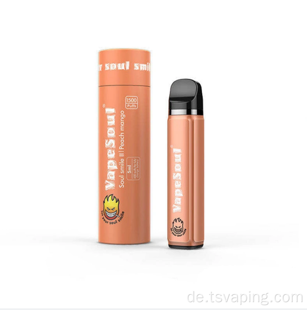 Vapesoul 5ml1500 Puffs 600mah Seele Einweg-E-Zigarette