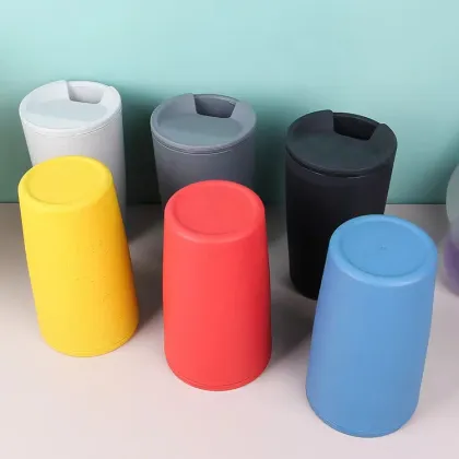 Wheat Straw Portable Travel Thermos Cup with Lid