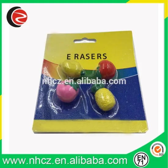 Fruits Shape Eraser blister card set for school