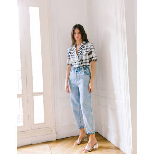 2020 New Women Designer Cropped Checked Blazer