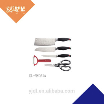 5 pieces soft handle non-stick knives set