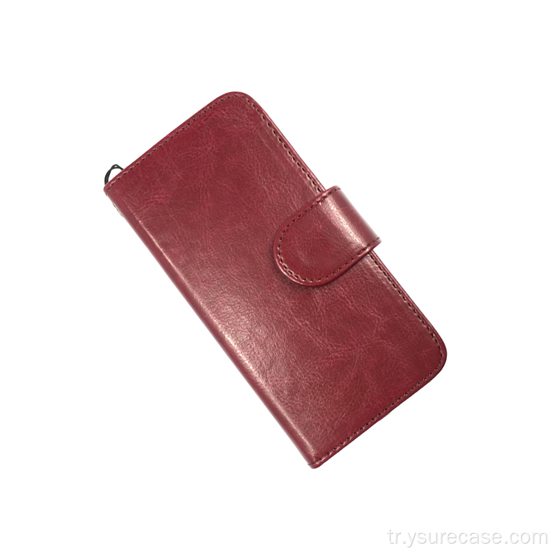 Ayna kartı ile özel deri cüzdan telefon kasası