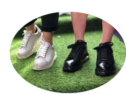 Men's Shoes New Fashion Casual Shoes Summer Breathable Top Layer Leather Crocodile Leather Shoes Air Cushion Sneakers