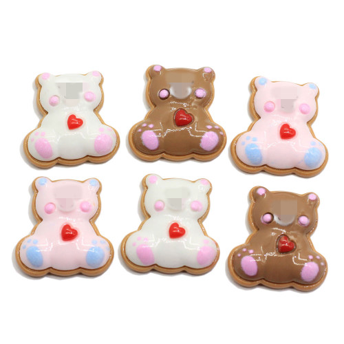 Kawaii Heart Bear Resin Charms Cabochon For DIY Findings Σκουλαρίκια Μπρελόκ Κολιέ Κρεμαστό κόσμημα Αξεσουάρ Διακόσμησης