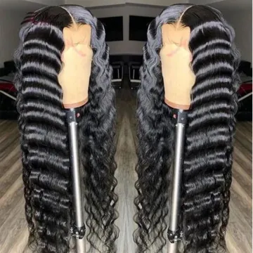 Wholesale hd transparent 13X4 lace frontal wigs,wigs human hair lace front deep wave, 100% brazilian human hair wigs