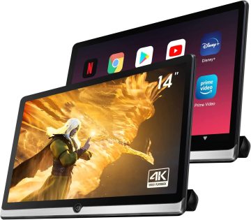 14-Inch 4K Android 10.0 Portable Car Headrest Monitor - Rear Seat Entertainment Touch Screen MP5 Player