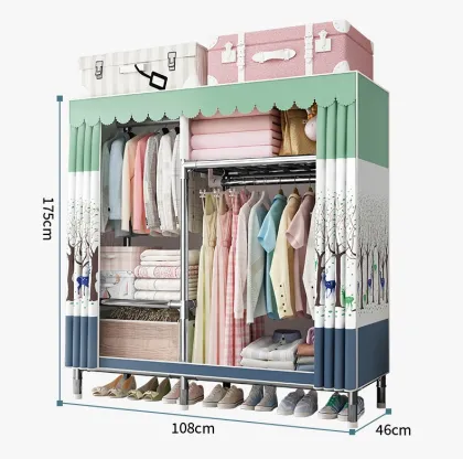 Easy Installation Steel Tube Cloth Wardrobe for Home and Rental Houses