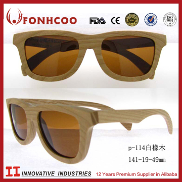 FONHCOO Men Classic Sunglasses Made Of White Oak Wood With Bamboo Case