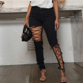 women's denim ripped pencil pants